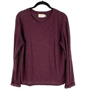 Nation LTD Avery The Cuff Squared Tee Distressed Perforated Cabernet Cotton S